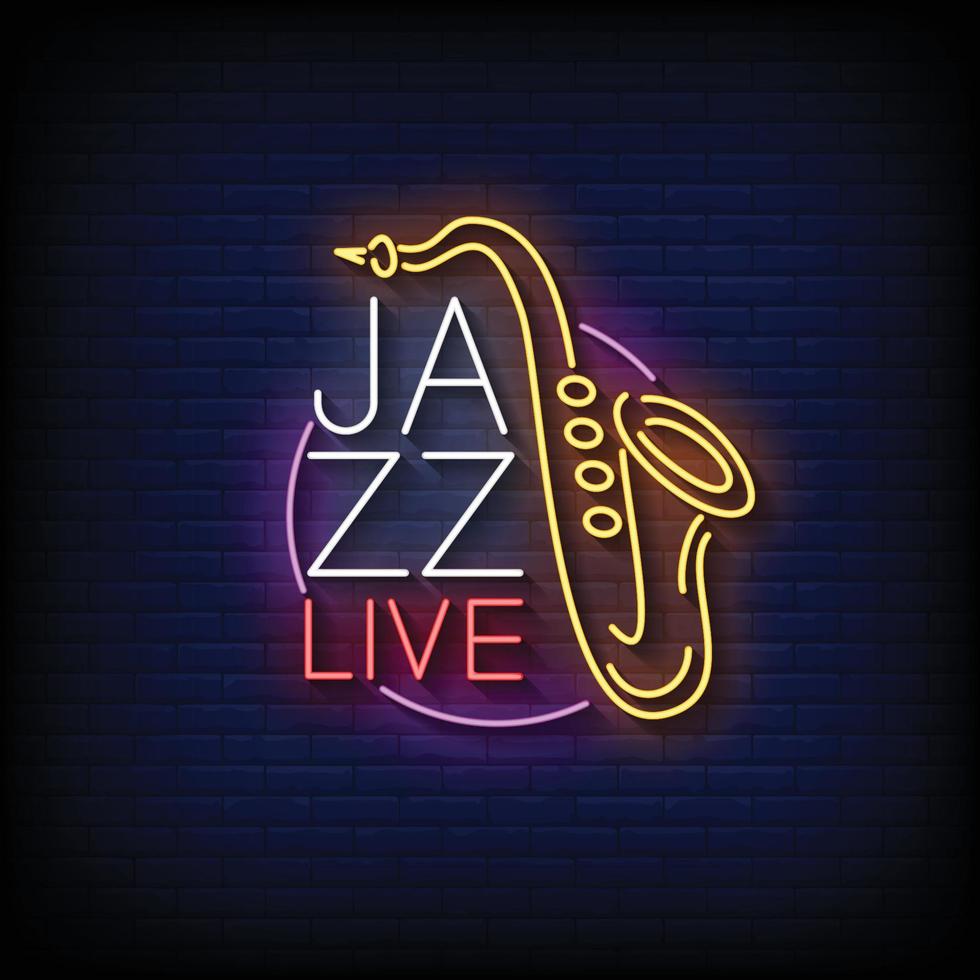 Jazz Live Neon Signs Style Text Vector