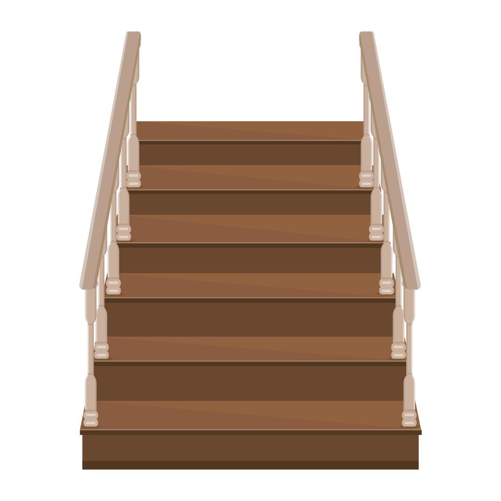 Wooden staircase to the porch - a staircase to enter the house with decorative wooden railings vector