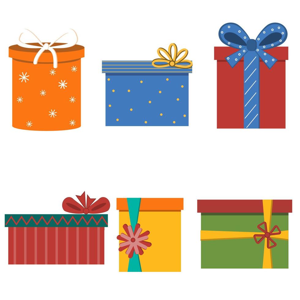 Gift decorated gift box, color isolated vector illustration