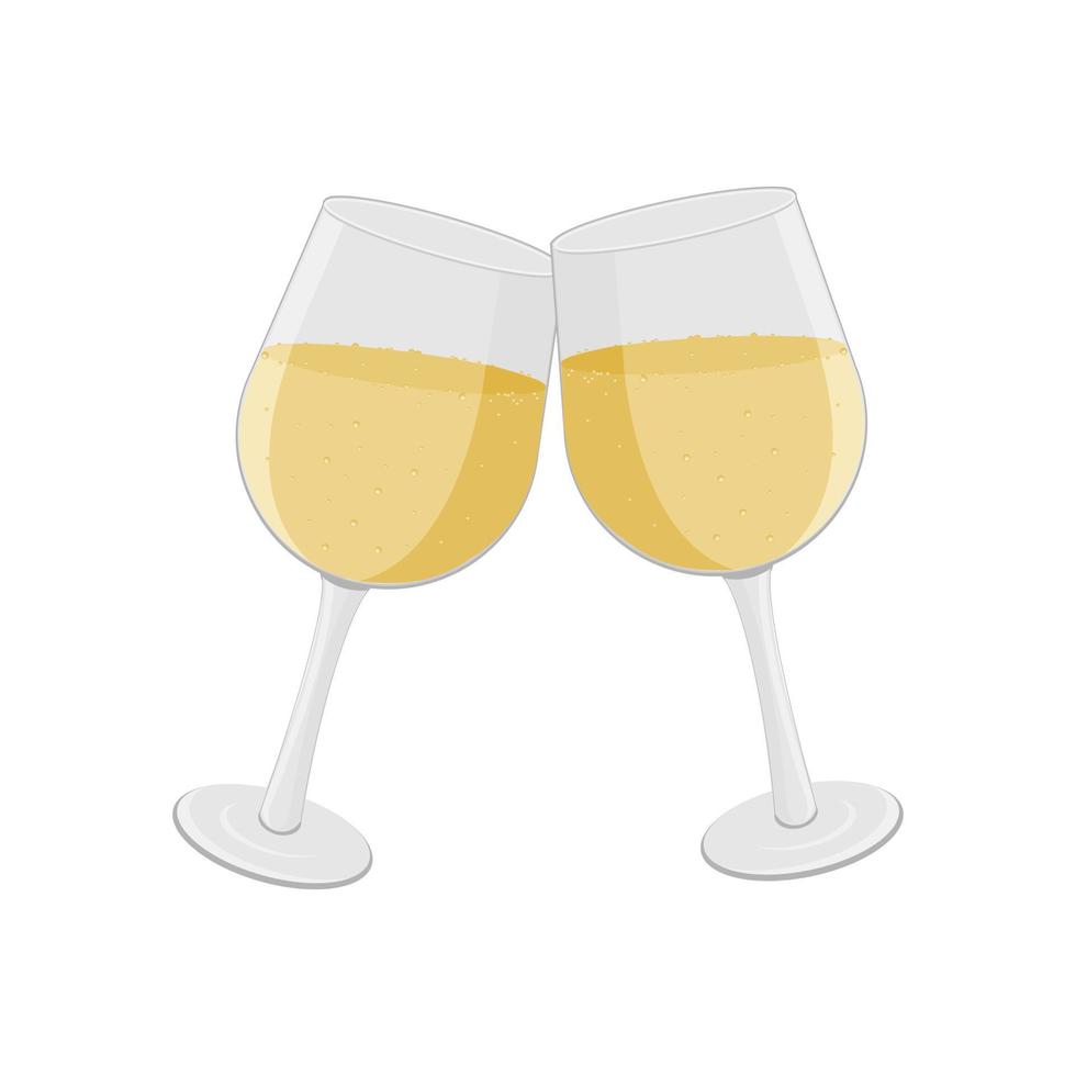 copa de vino transparente. vacío y lleno. Realismo 3D, icono de vector