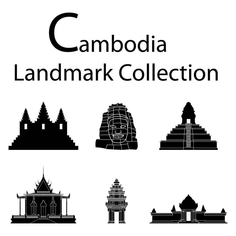 cambodia top famous landmark silhouette style vector