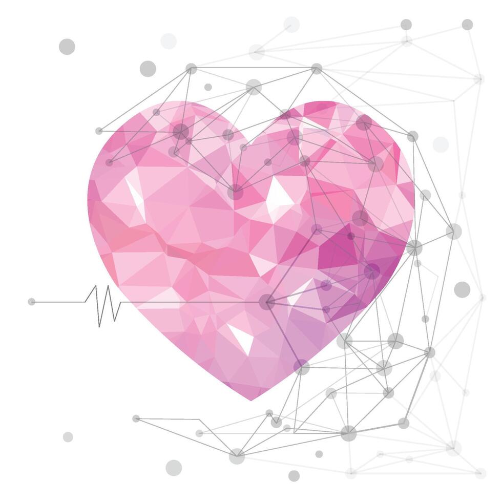 Pink polygonal heart isolated on a white background. vector