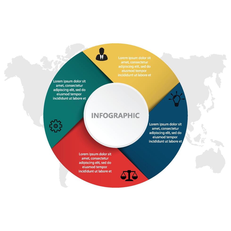 Vector circle arrows linear infographic, diagram, graph, presentation, chart. Business cycle concept with 4 options, parts, steps, processes. Infographics data template. illustration ,EPS10