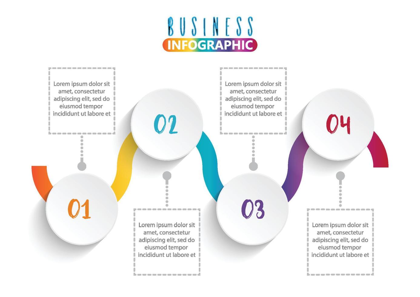 El vector de diseño infográfico y los iconos de marketing se pueden utilizar para el diseño del flujo de trabajo, el diagrama, el informe anual y el diseño web. concepto de negocio con 4 opciones, pasos o procesos.