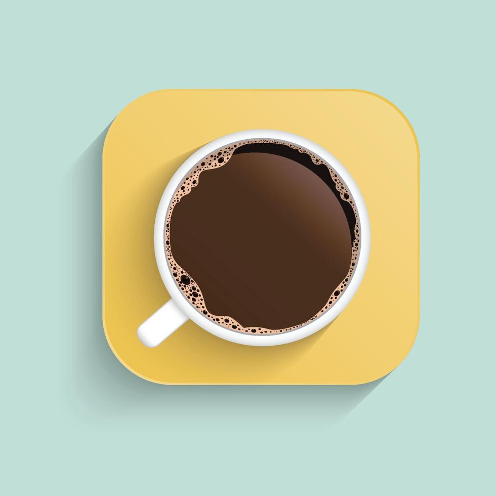 Minimal Design Poster . Cup of Coffee on a light Background. Top View vector