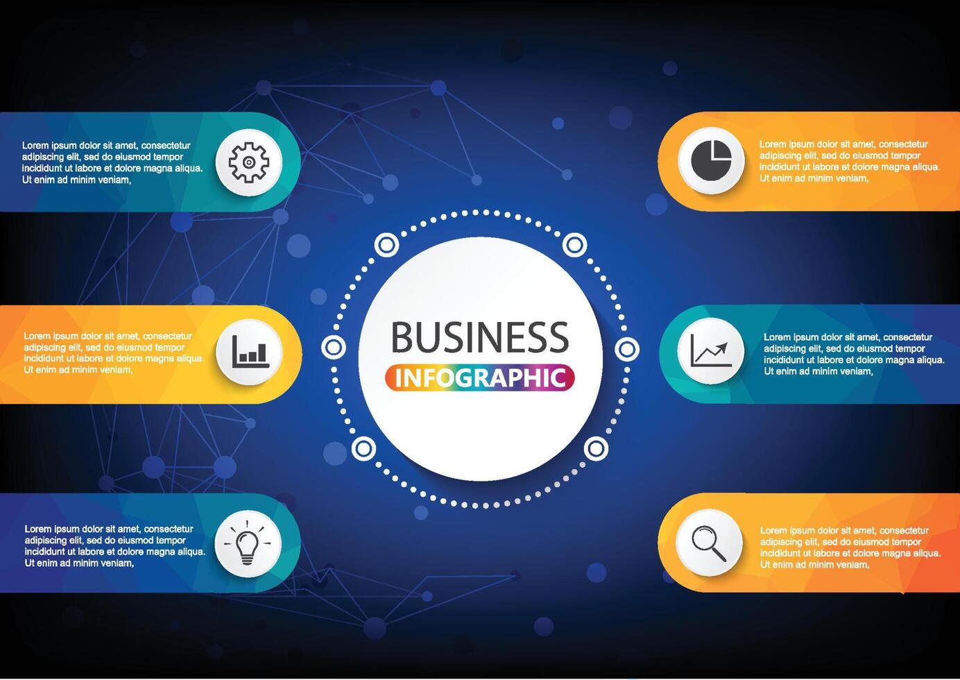 Business data visualization. Process chart. Abstract elements of graph, diagram with steps, options, parts or processes. Vector business template for presentation. Creative concept for infographic.