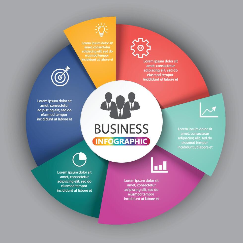 Vector infographic. Template for diagram, graph, presentation and chart. Business concept with 6 options, parts, steps or processes.