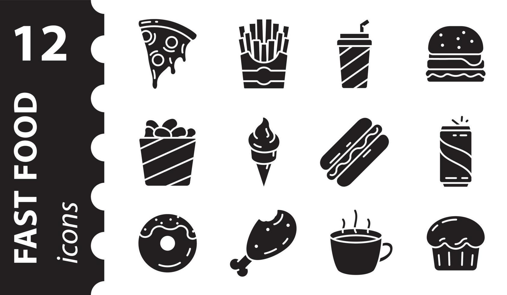 Fast food icon set. Street food symbols. Simple vector illustration.