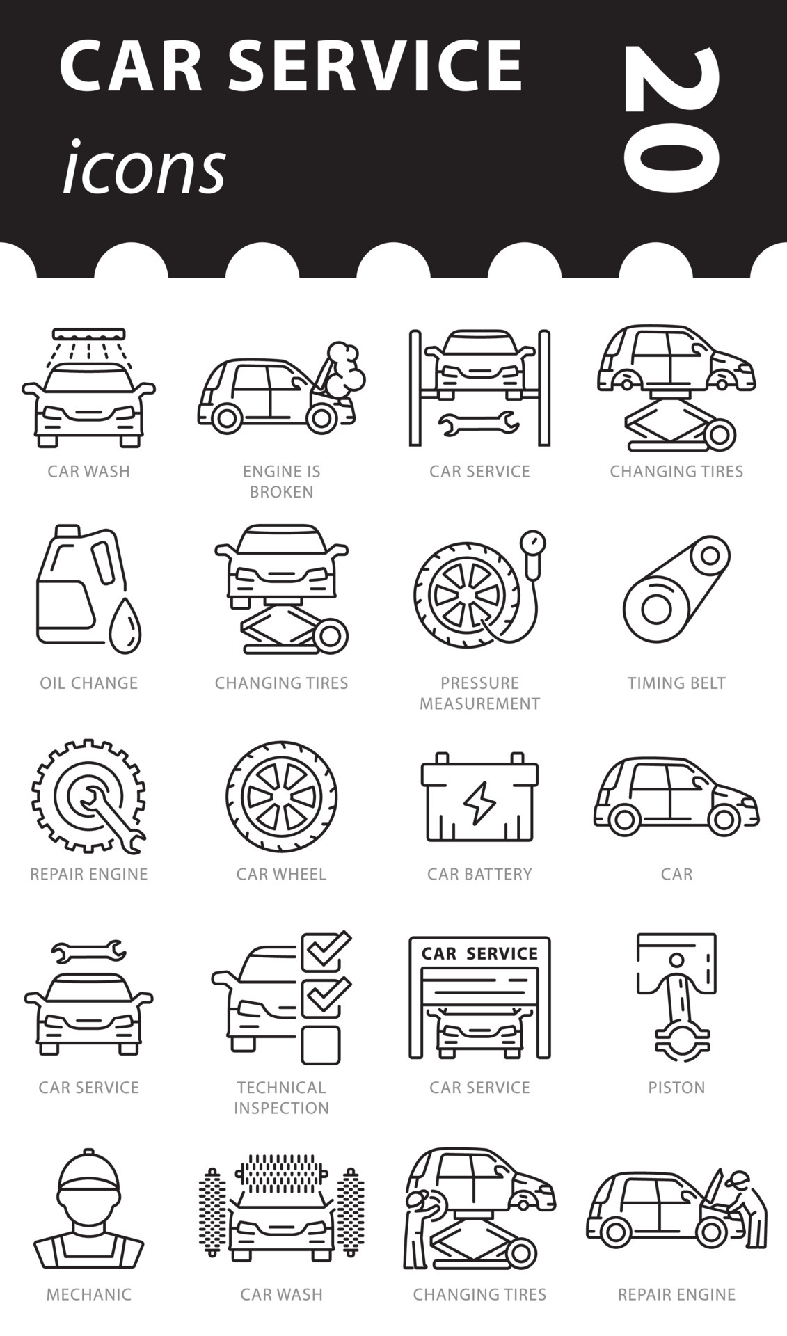 Car service sale symbols