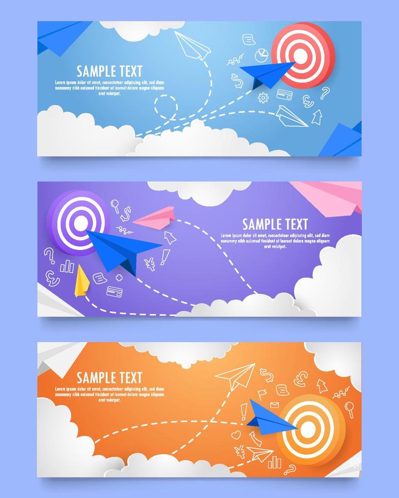 Business Paper Plane Banner Set vector