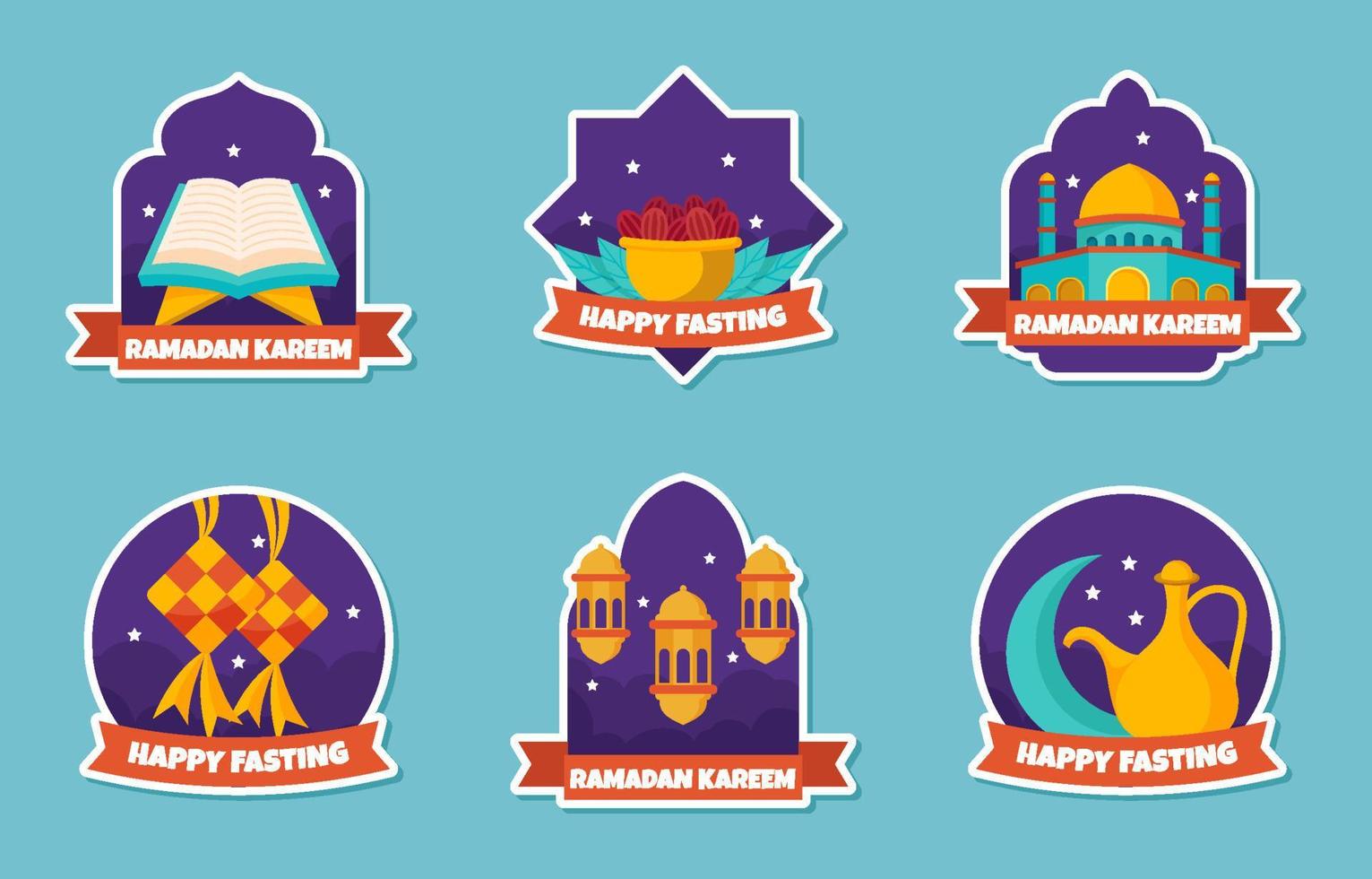 Happy Fasting Sticker Collection vector