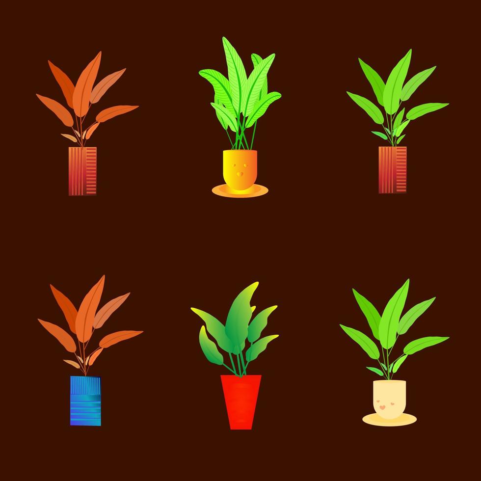 Flowerpot indoor plants for decorative abstract background art design vector illustration