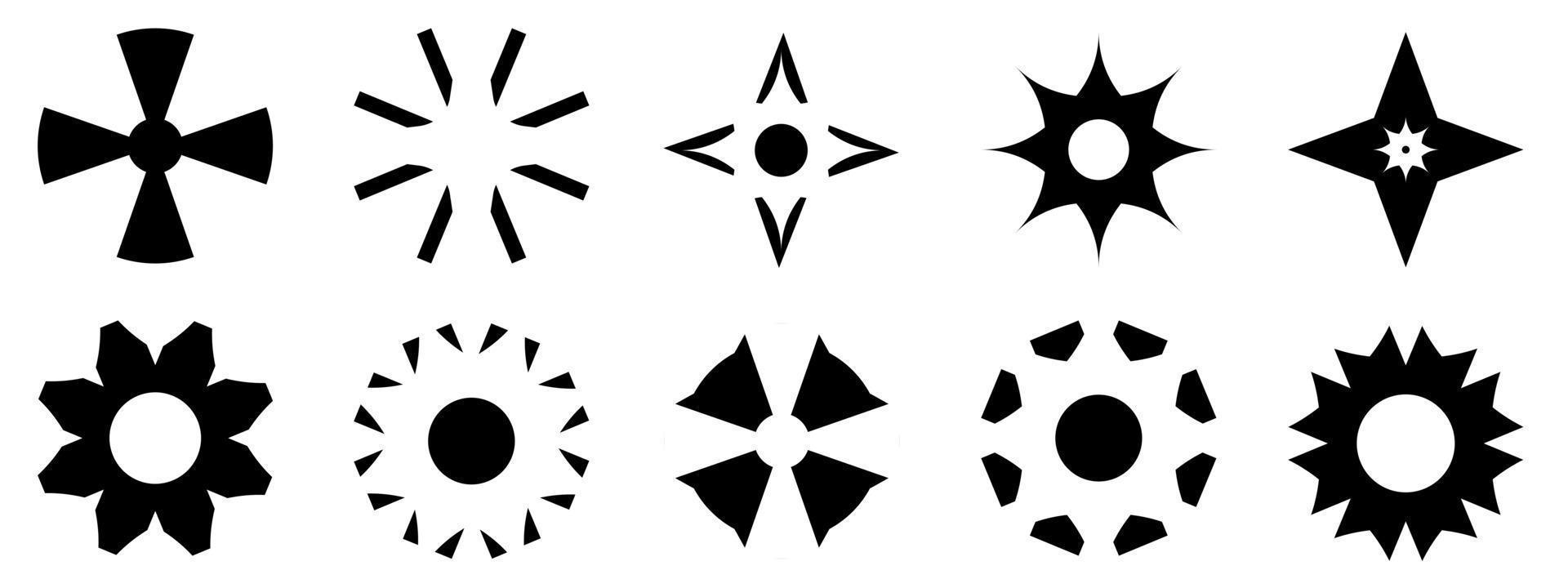 Set of starburst silhouette icons shape abstract background vector illustration