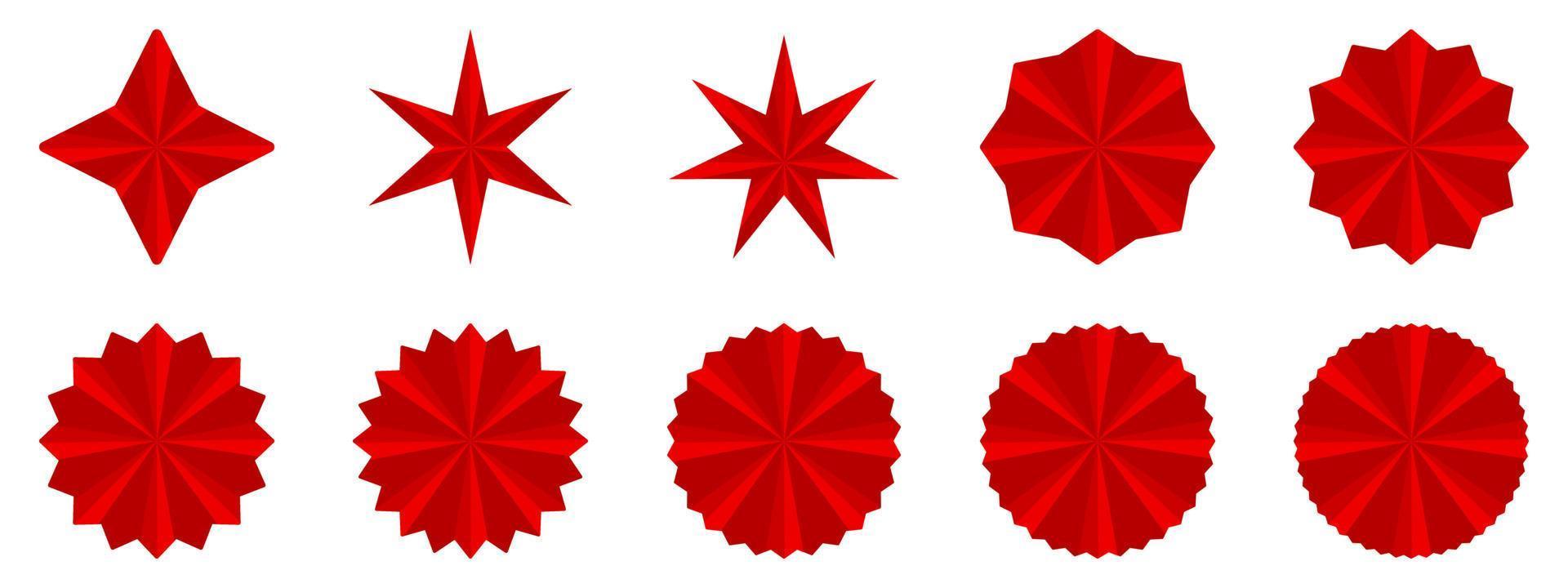 Set of red starburst icon, abstract background texture pattern vector illustration