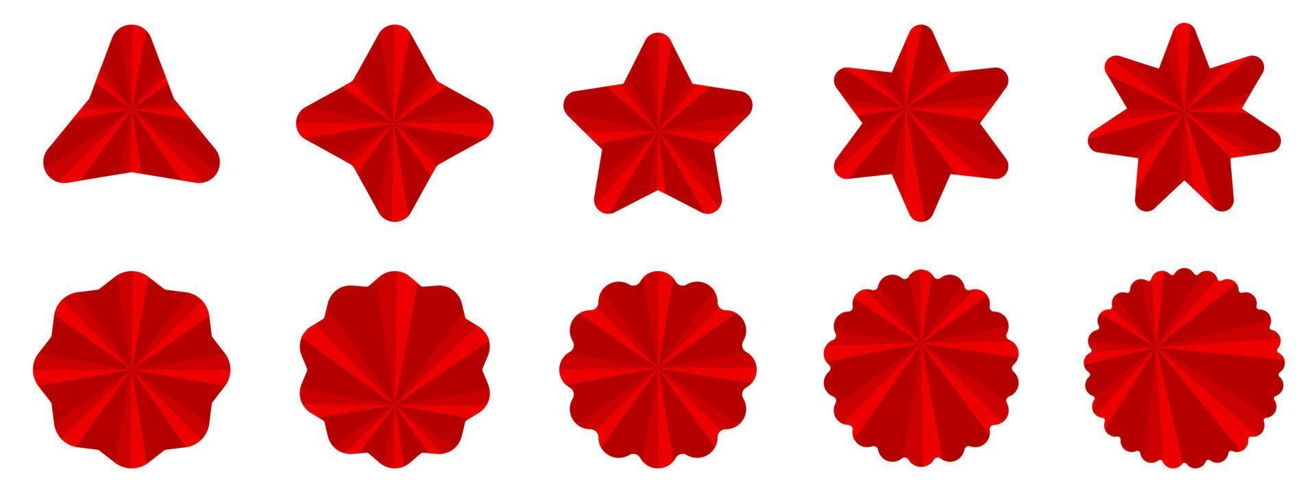 conjunto de rojo de la colección de iconos de pegatinas starburst, patrón de fondo abstracto ilustración vectorial vector