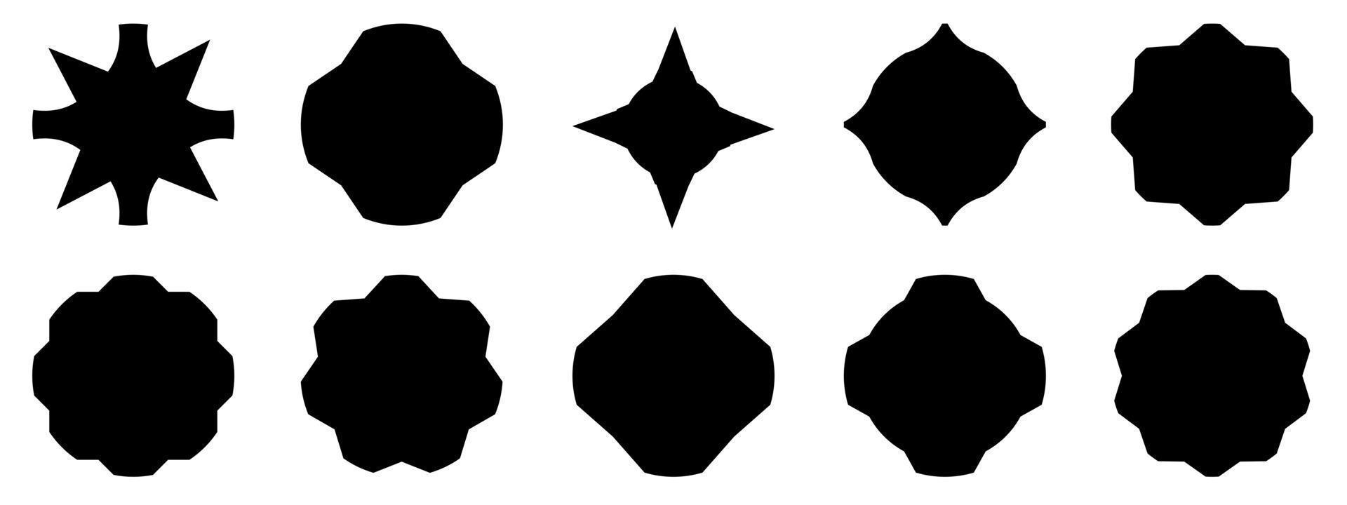 Set of black silhouette of starburst icon shape abstract background vector illustration