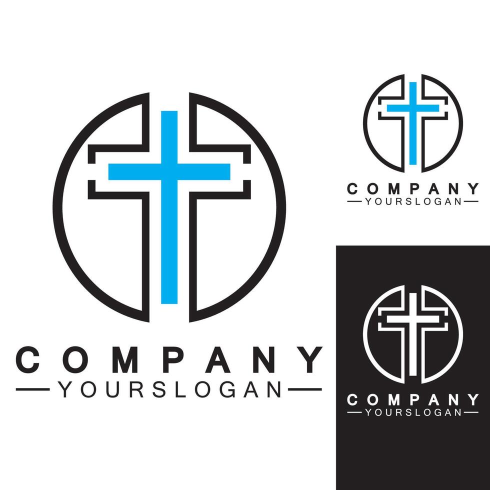 Church logo.Illustration of modern, clean church cross sign for a modern church sign.Icon of christian cross. Sign of catholic, religious and orthodox faith. vector