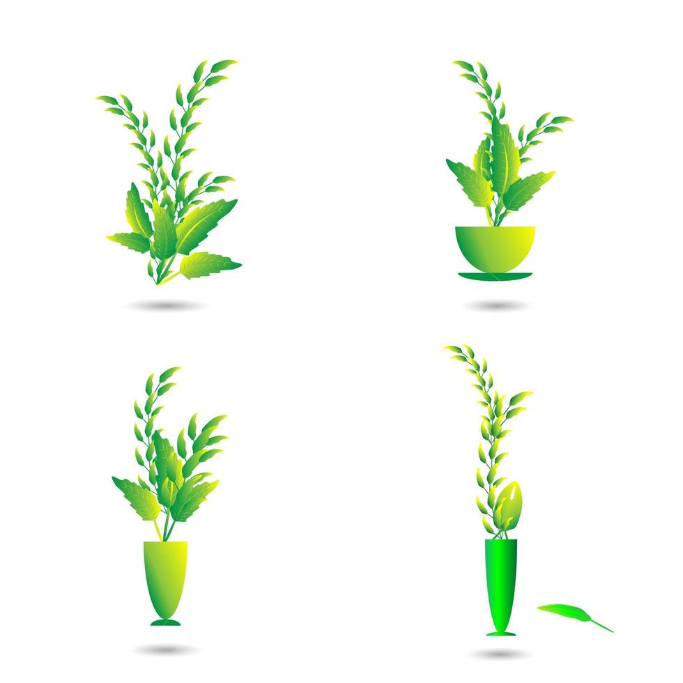 Flowerpot vase plants leaf abstract background icon element pattern vector illustration