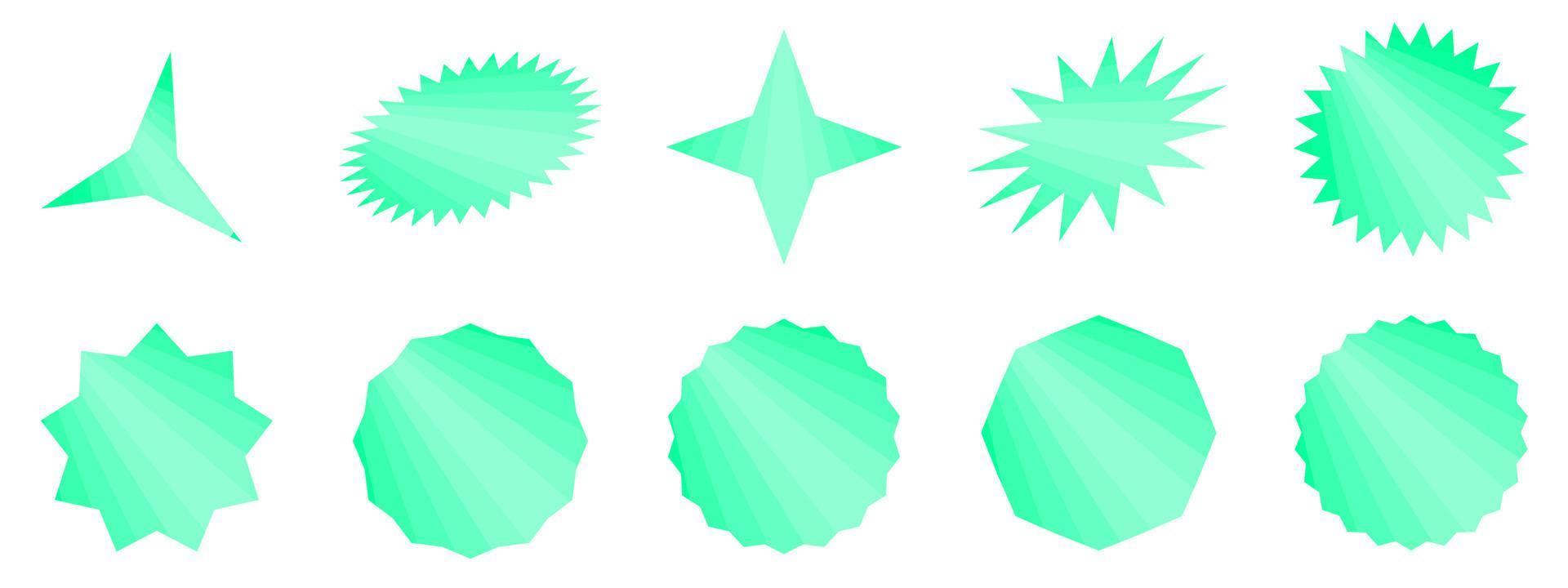 Set of green starburst, abstract background texture pattern vector illustration