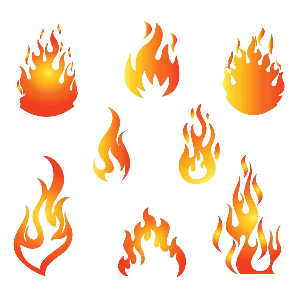 fire flames set vector