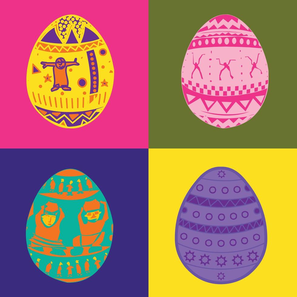 conjunto de ilustración de huevos de pascua vector