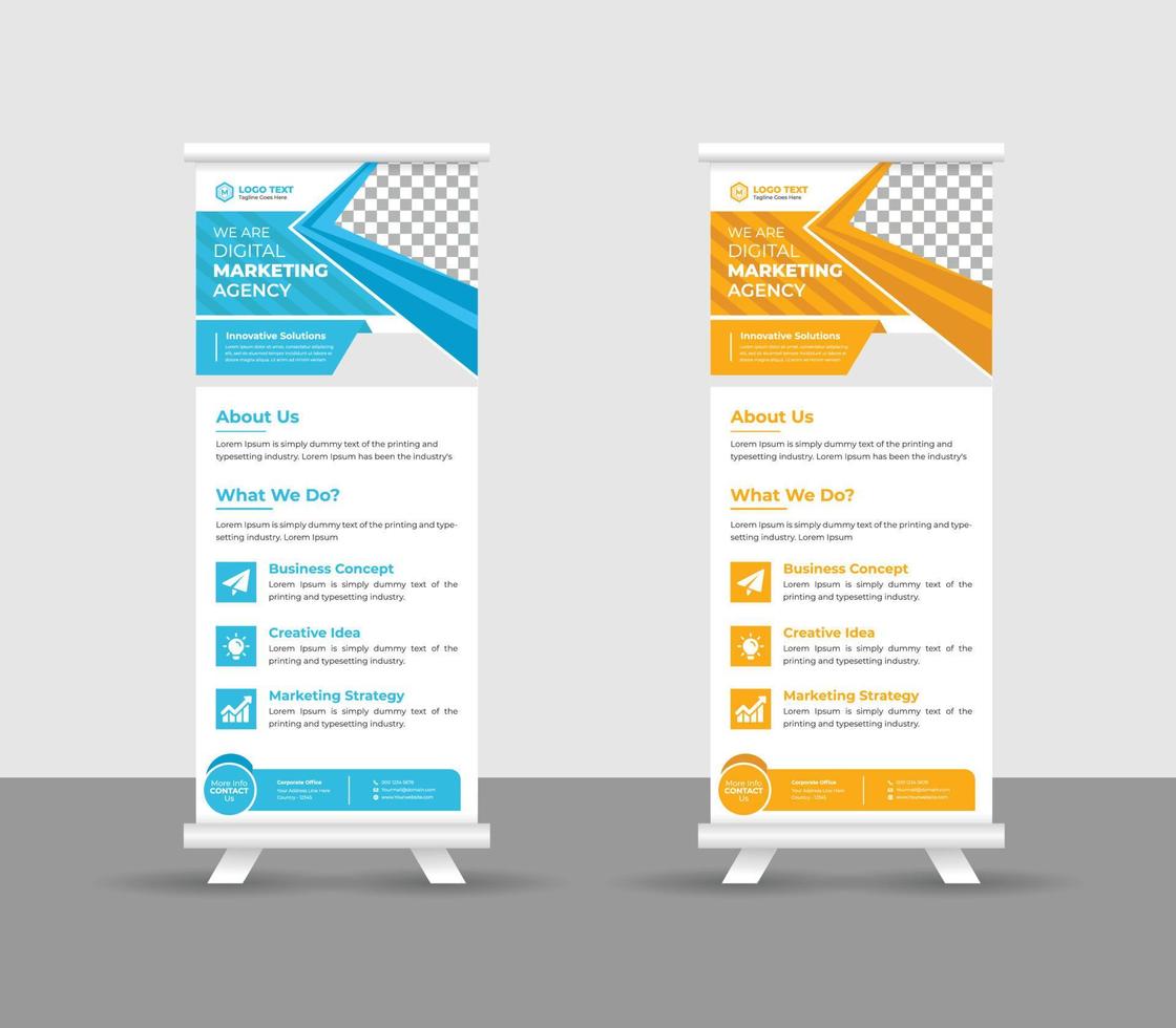 Business Roll up banner stand template design, modern portable stands corporate roll-up banner layout, pull up, vector illustration, business flyer, brochure, Corporate banner