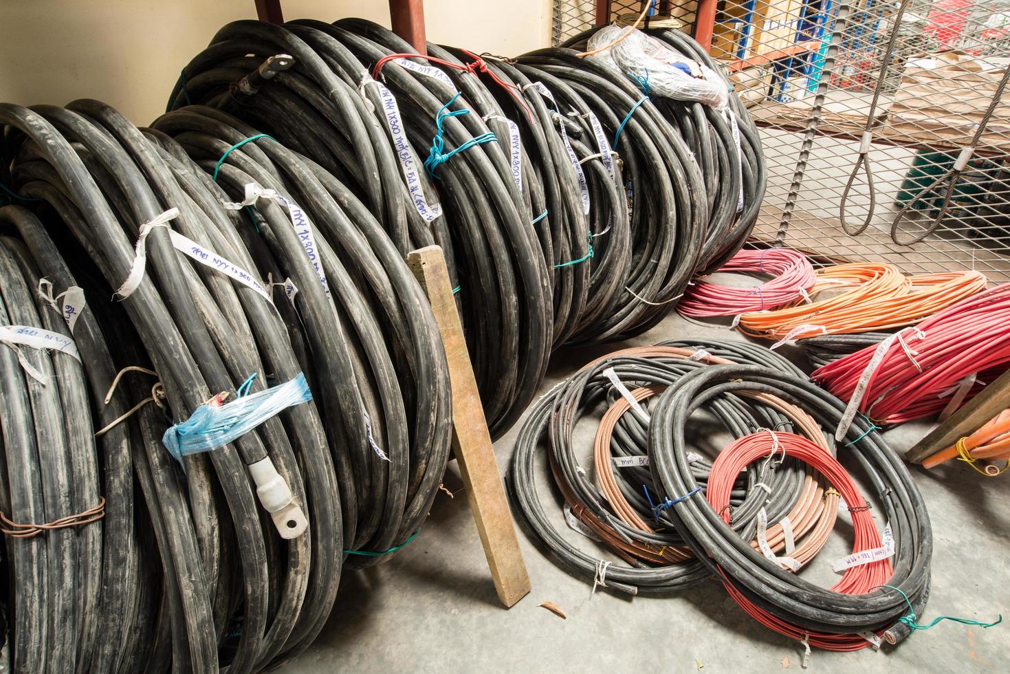 Group of an electric cable in store house. photo