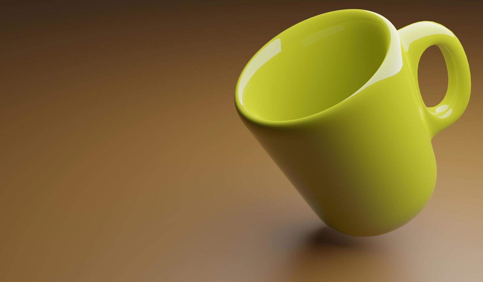 Modelo de vidrio amarillo de renderizado 3d para espacio de copia foto