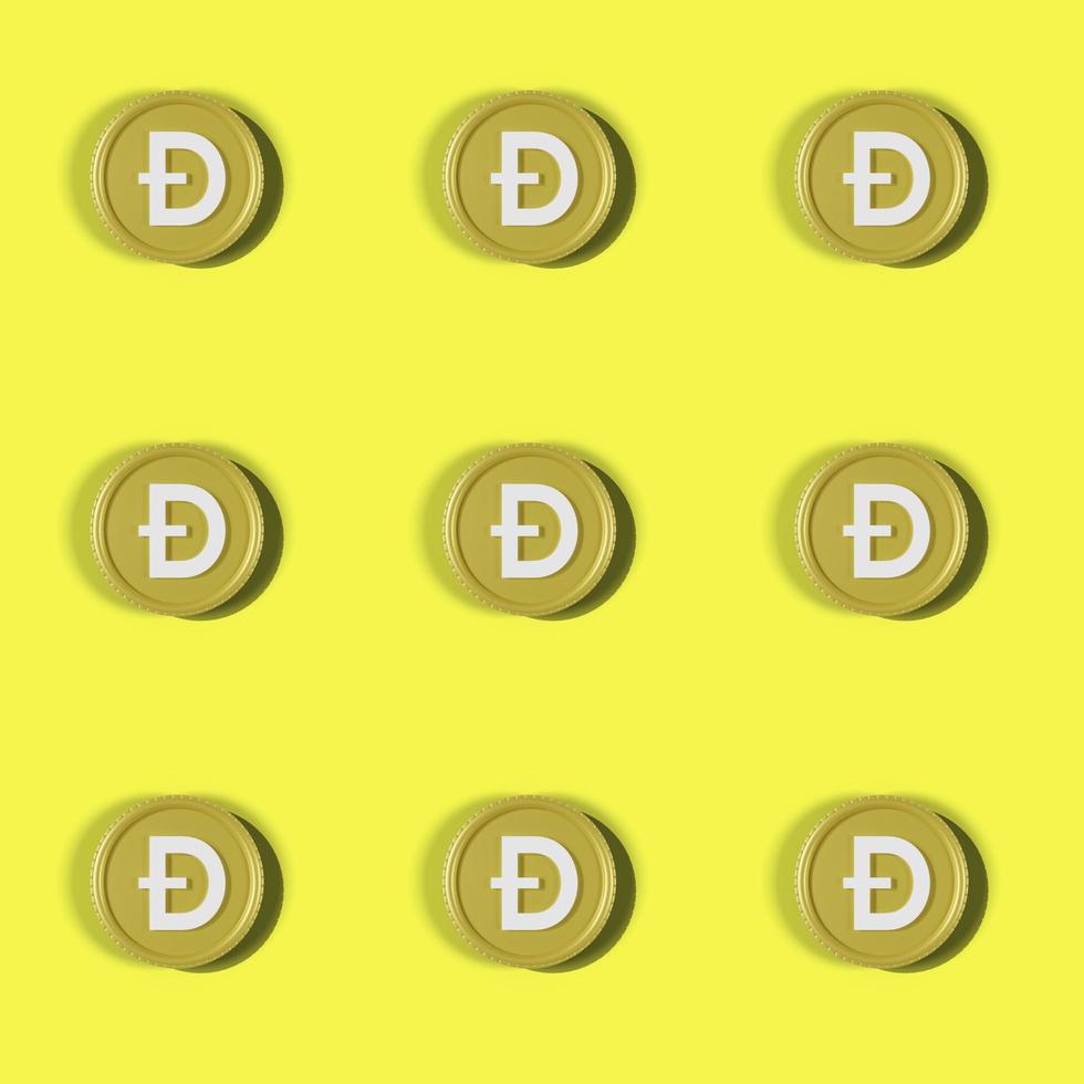 3D rendering DOGE pattern seamless on yellow background photo