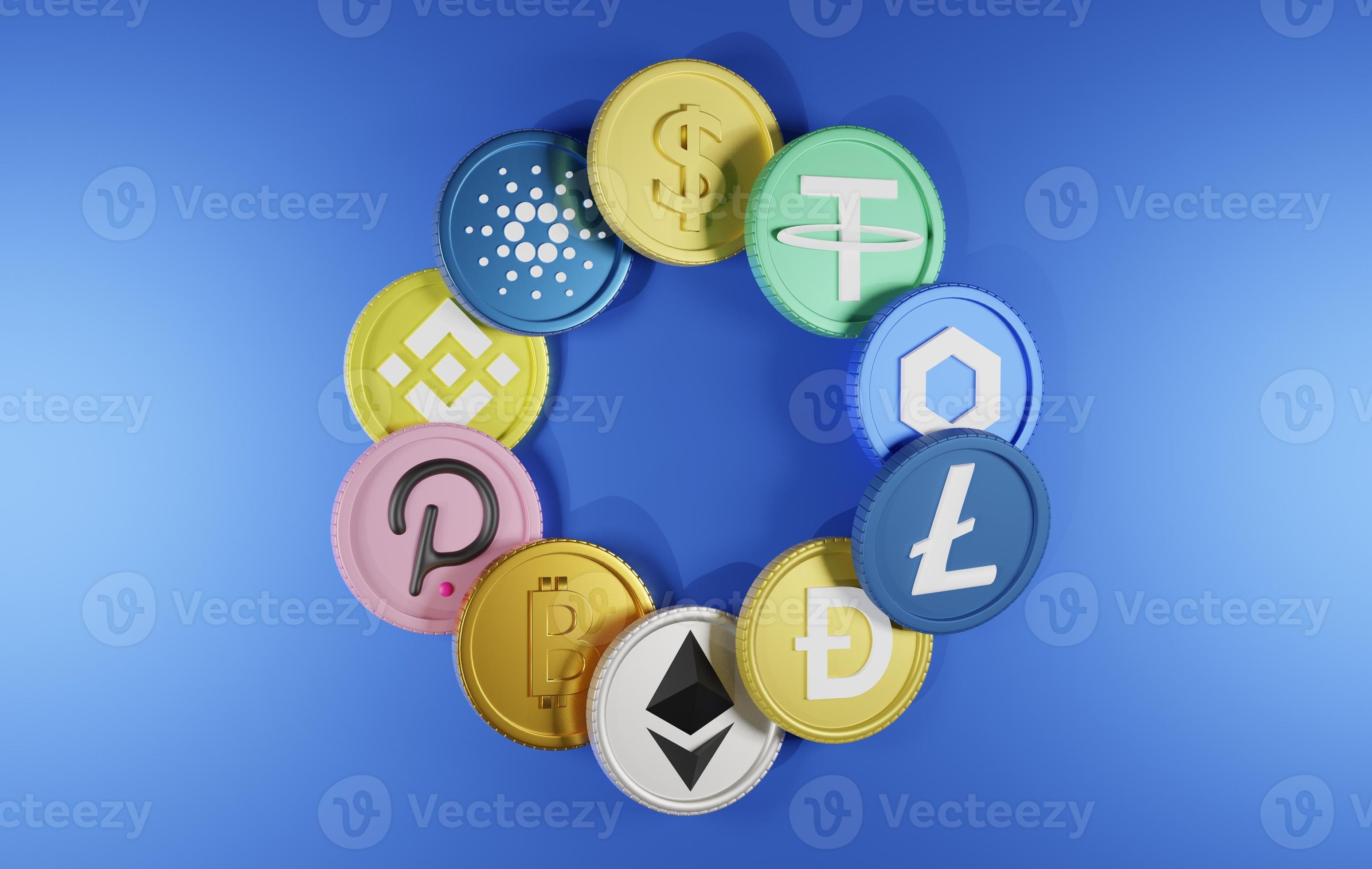 3D rendering Cryptocurrency and dollar coin on blue background for wallpaper  and other 7020595 Stock Photo at Vecteezy