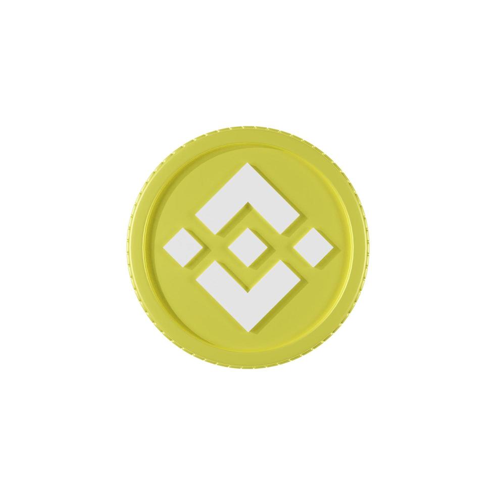 BNB coin front view isolated on white background in close up view photo