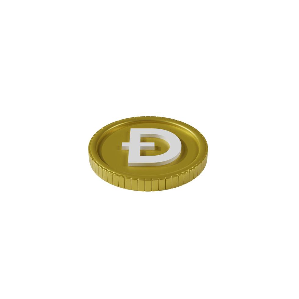 3D rendering DOGE coin isolated on white background from side view photo