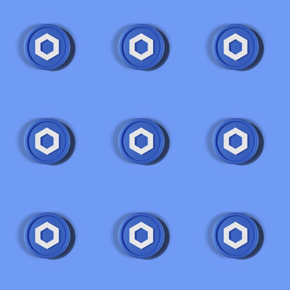3D rendering LINK pattern seamless on blue background photo
