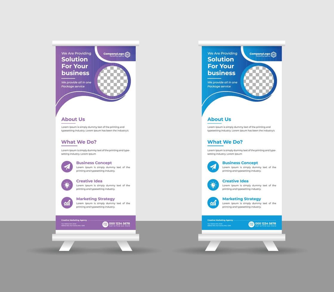 Business Roll up banner stand template design, modern portable stands corporate roll-up banner layout, pull up, vector illustration, business flyer, brochure, Corporate banner