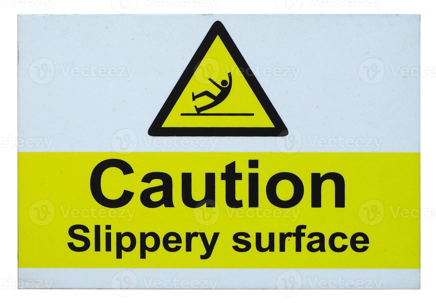 caution slippery surface sign isolated over white photo