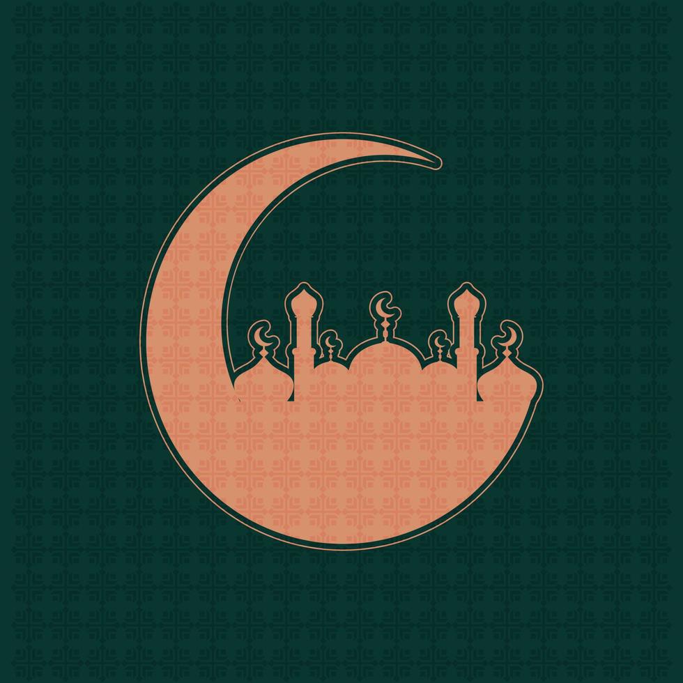 Background design islamic with mosque and month vector