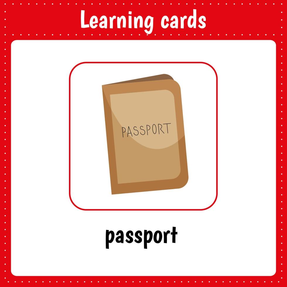 Learning cards for kids. Passport vector