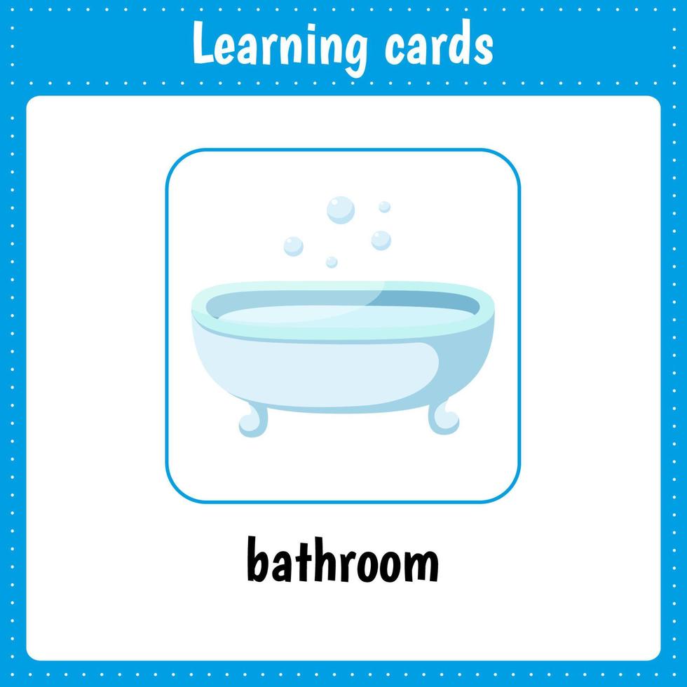 Kids learning cards. Bathroom vector