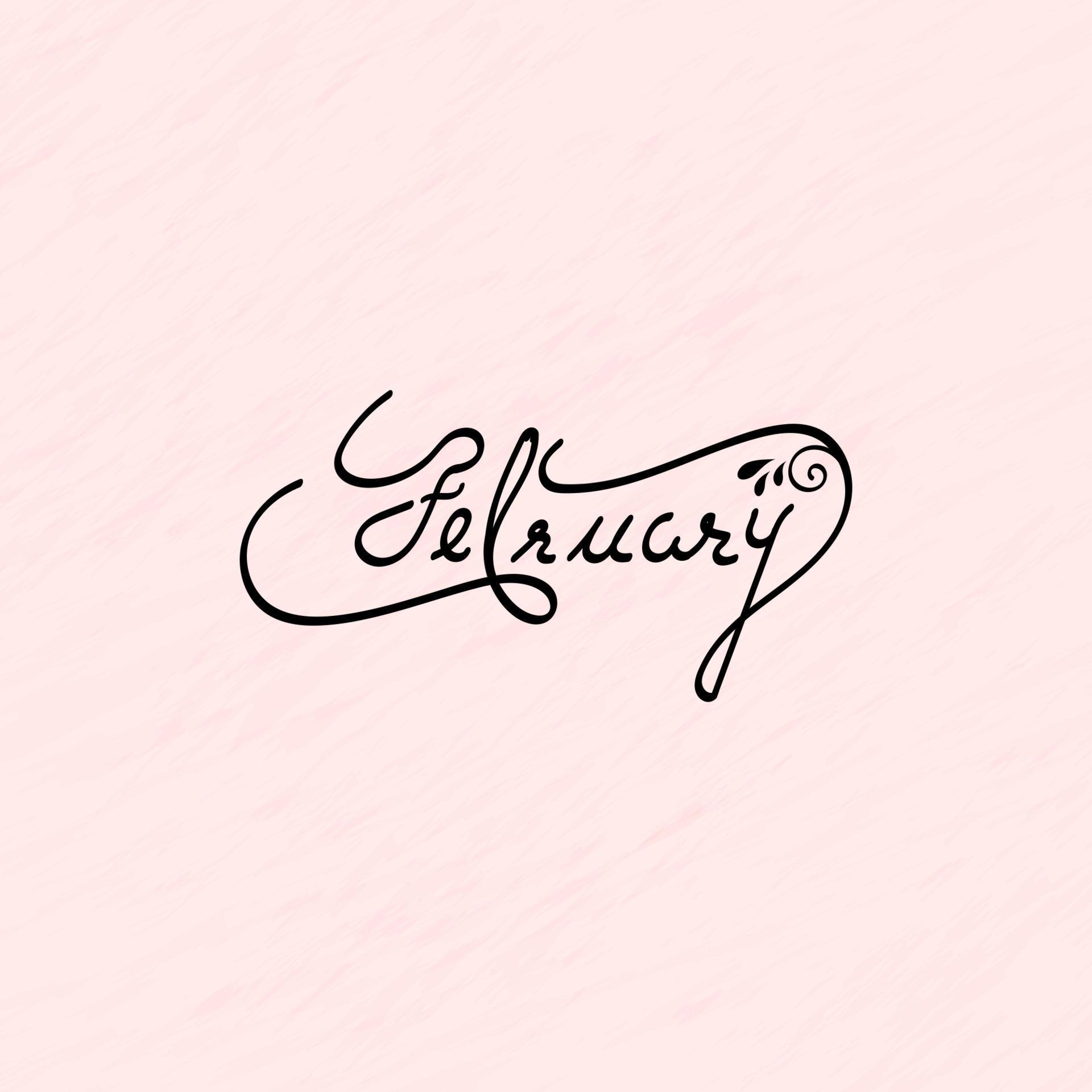 February calligraphy hand lettering design.Floral flower calligraphy
