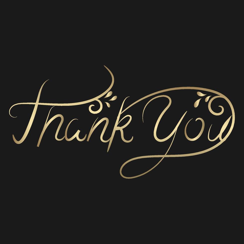 Thank you calligraphy hand lettering design.Floral flower calligraphy style, Vintage Gold color, Vector Illustration for Your Design.