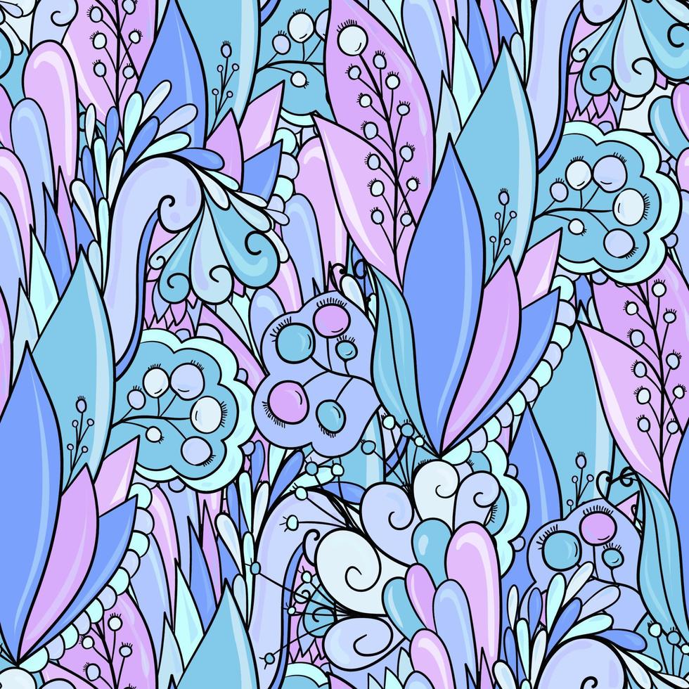 Floral seamless pattern with leaves, flowers and berries. vector
