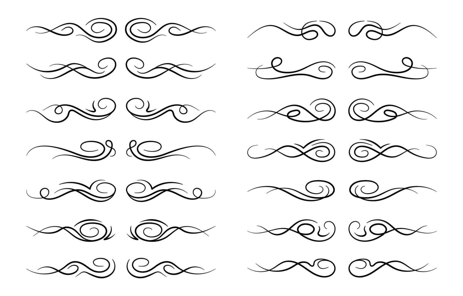 Set of Ornamental Decorative Swirl Art Line vector