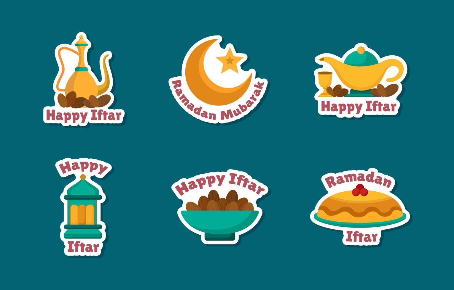 Ramadhan Month Iftar Sticker Package vector