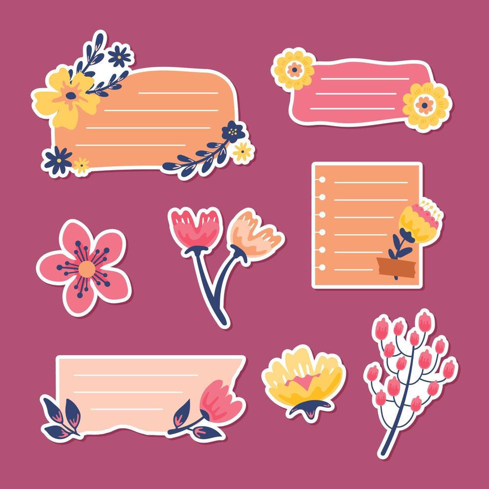 Spring Blossom Journal Sticker Package vector