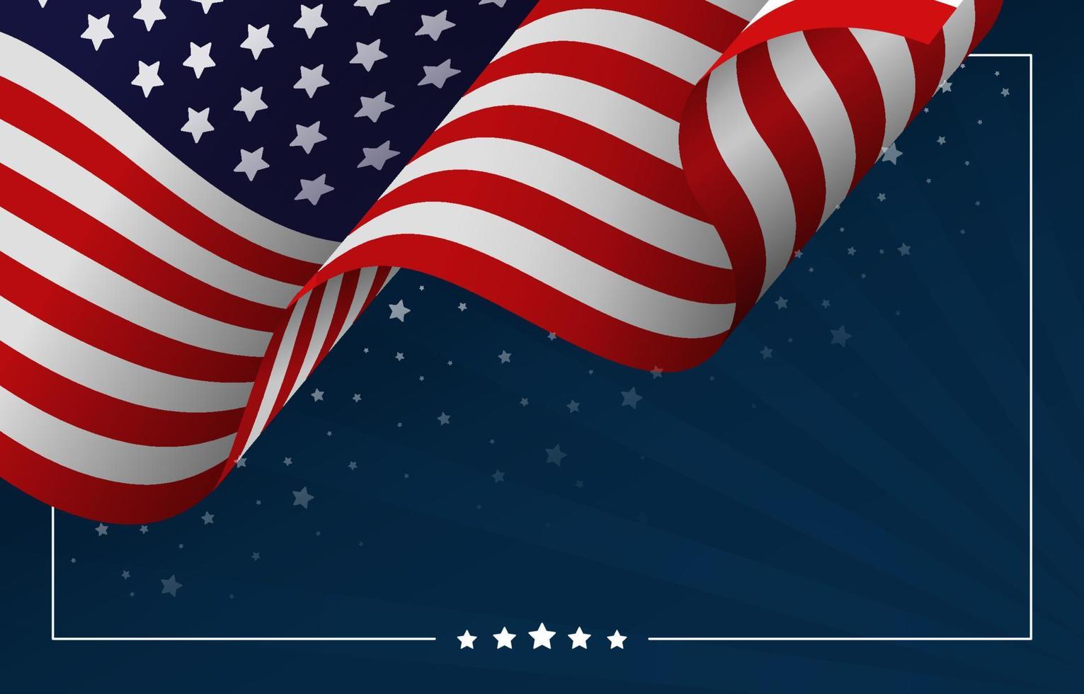 bandera de estados unidos 4 de julio con estrellas dispersas vector