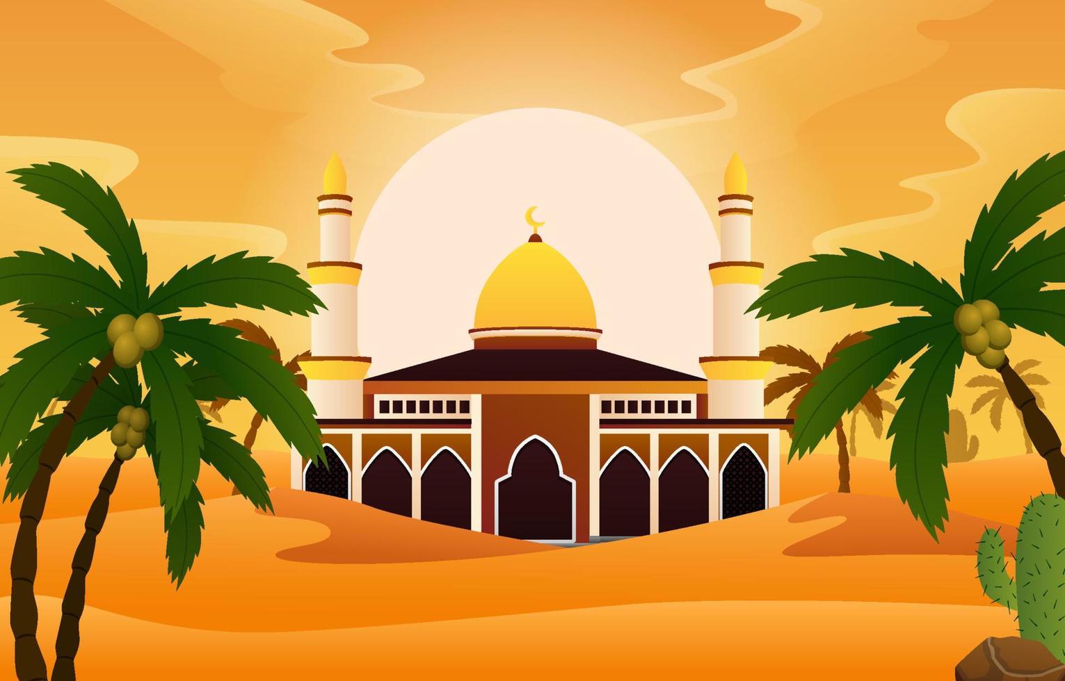 Background Desert and Mosque vector