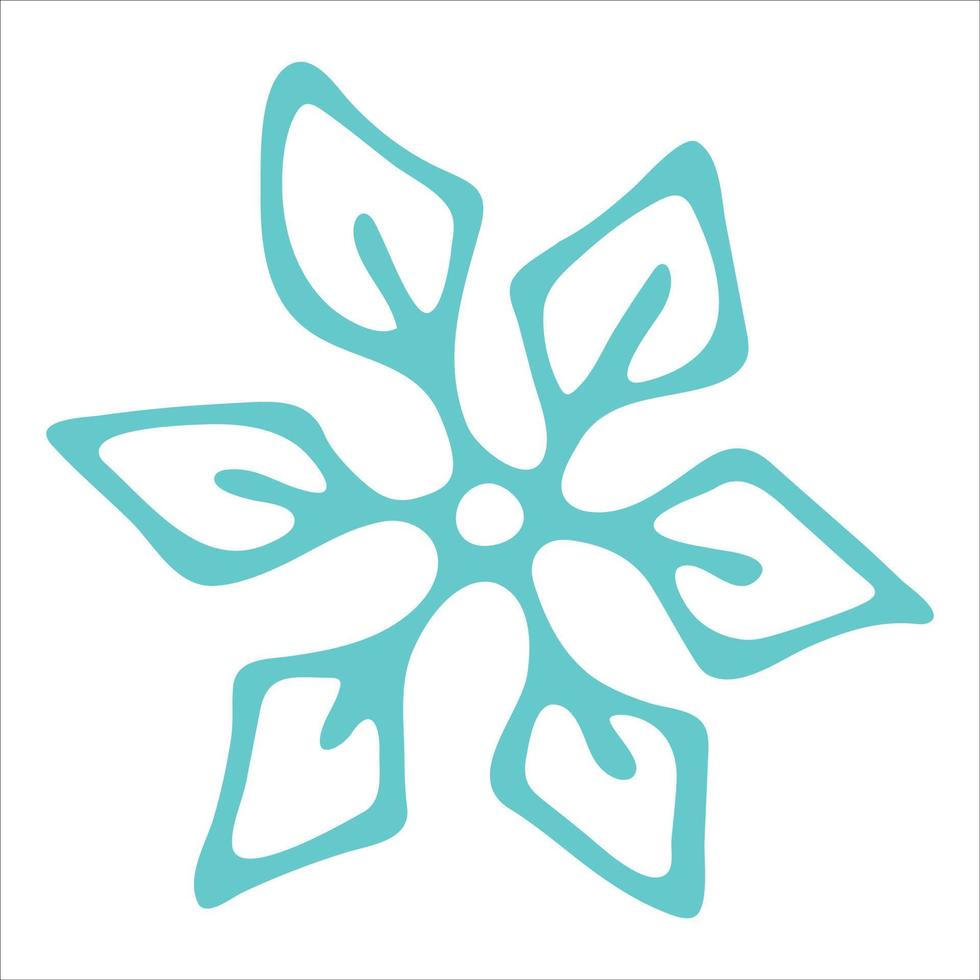 Cute hand drawn snowflake clipart. Vector doodle illustration isolated on white background. Christmas and New Year modern design. For print, web, design, decoration, logo.