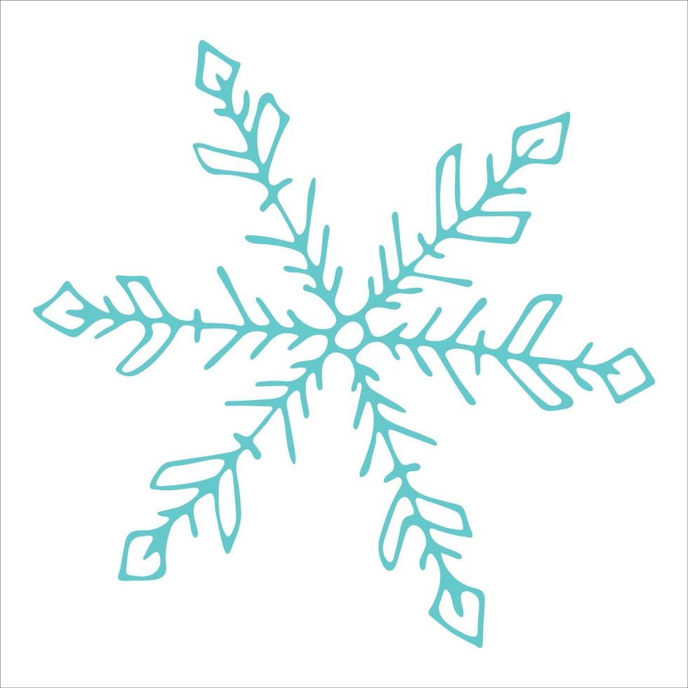 Cute hand drawn snowflake clipart. Vector doodle illustration isolated on white background. Christmas and New Year modern design. For print, web, design, decoration, logo.