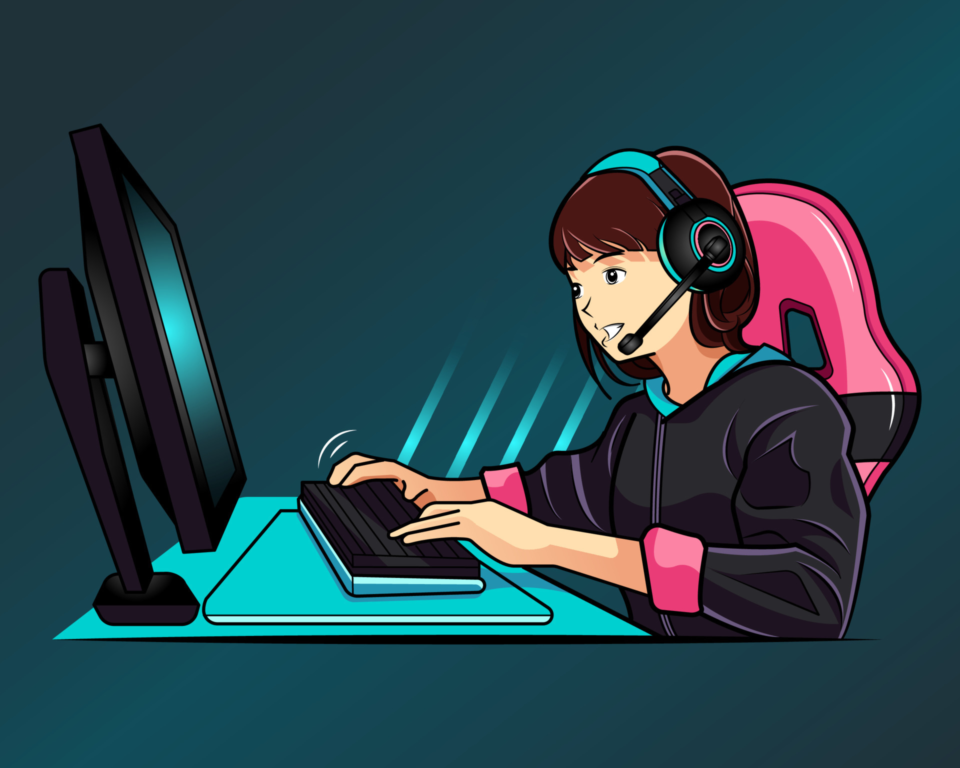 Young girl playing online video game vector illustration pro download  7023247 Vector Art at Vecteezy