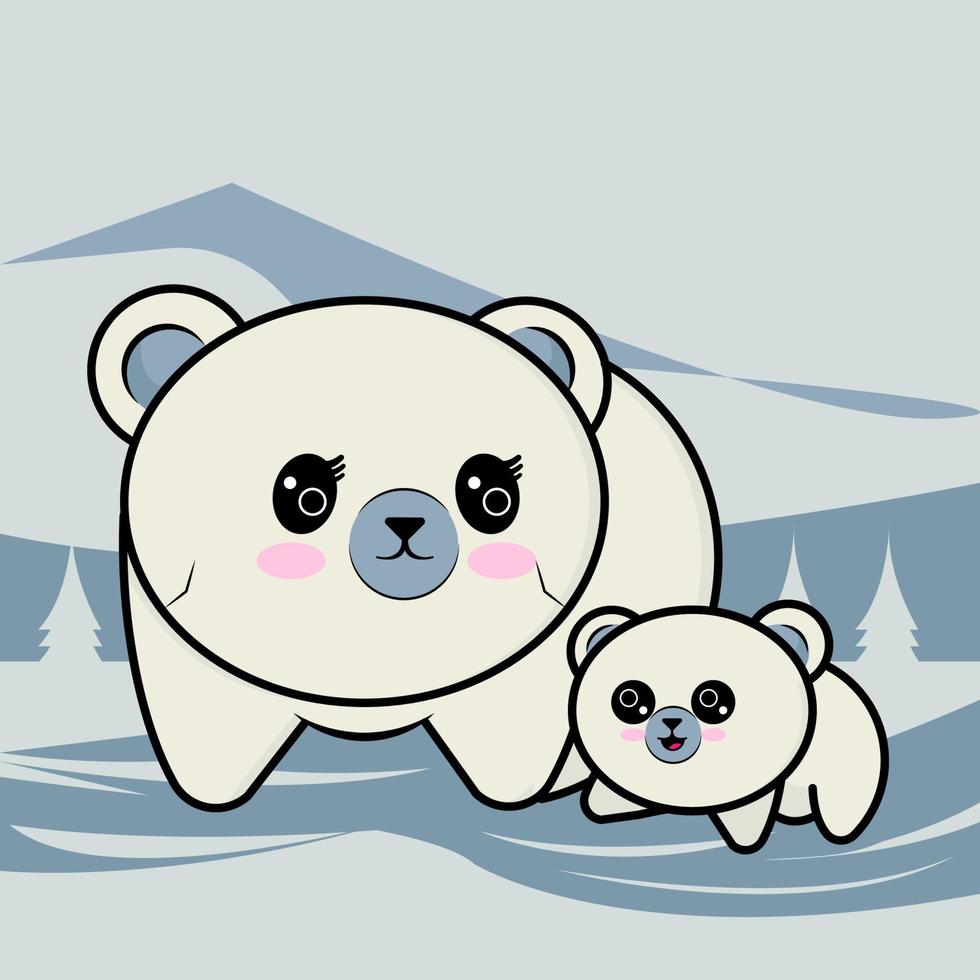 oso polar con cachorros ilustración vectorial descarga gratuita vector